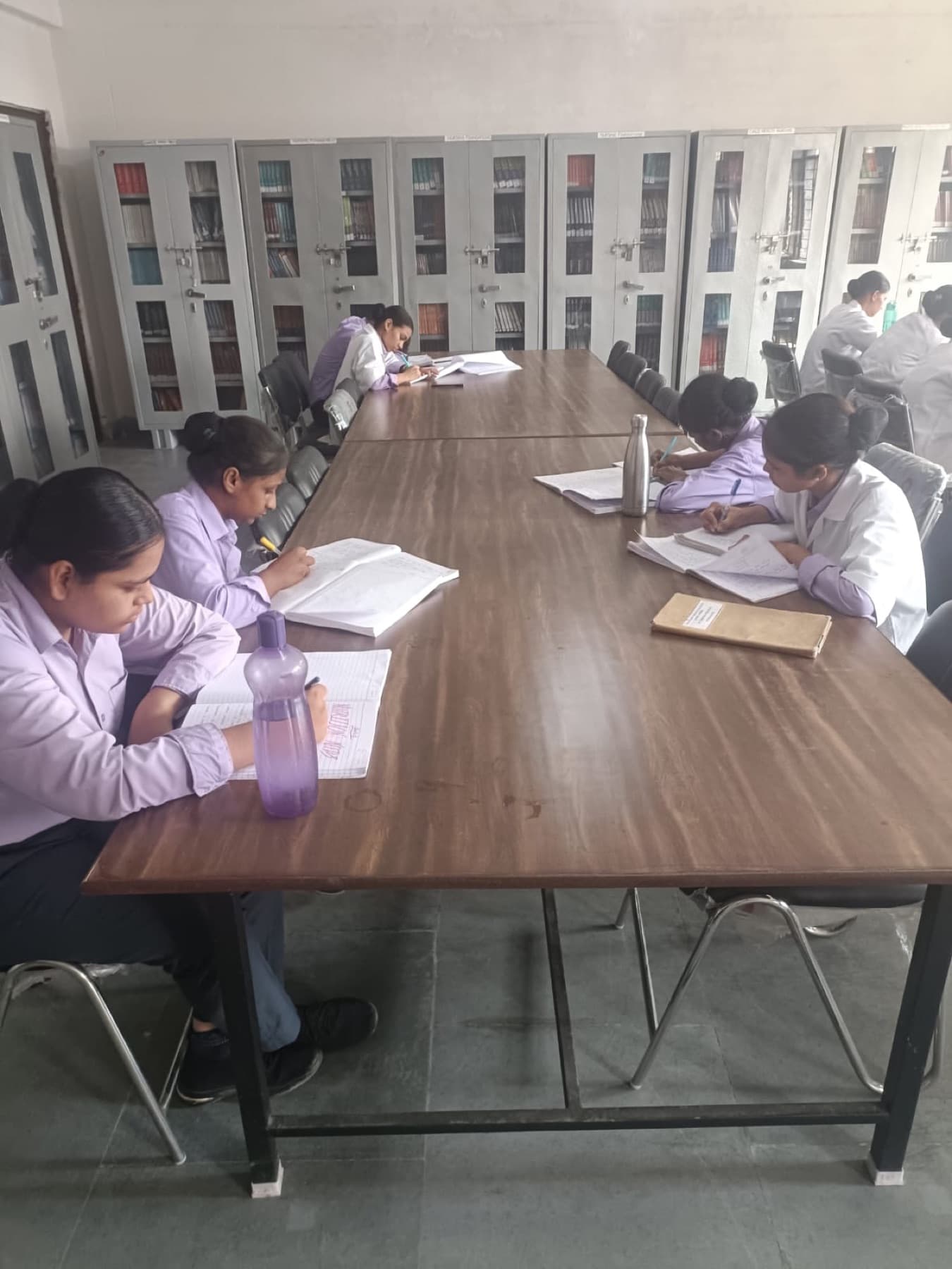 Students studying in the college library